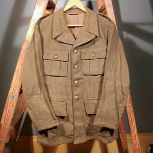 Vintage 50s 1951 Swedish Military Wool Army Officer Jacket 21x32 OD Green - Picture 1 of 5