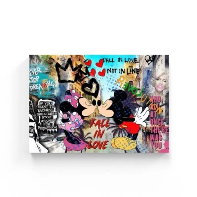 Leinwand Bild Mickey Mouse Graffiti Farbig Dekoration Wandbild Pop Art Poster - Bild 1 von 4
