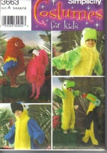 Fuera de existencia Simplicity 3663 patrón de disfraz pájaro loro tropical tucán Sam flamenco - Imagen 1 de 1
