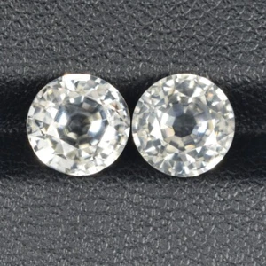 4.32 ct  BEST SPARKLING _ NATURAL WHITE ZIRCON EXCELLENT - Round Pair See Vdo CL - Picture 1 of 3