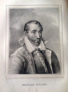 Gaspare Coligni De Chatillon Original Lithograph Illustrious Men 1838 France - Picture 1 of 1
