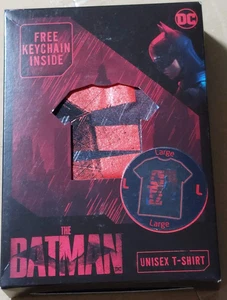 Offizielles DC THE BATMAN T-Shirt Schlüsselanhänger Set Schwarz Neu Größe L Large - Bild 1 von 6