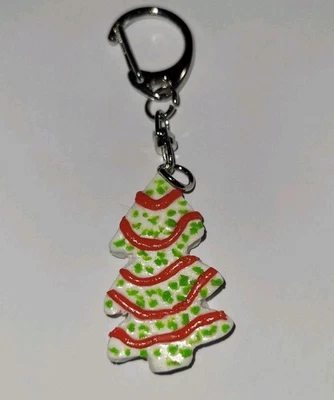 Retro Árbol de Navidad Pastel Llavero Accesorio Comida Desierto Pastel Vacaciones Foto 1 de 4