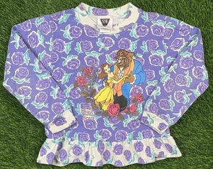 Rare Vintage Die Schöne und das Biest Kinder 6X Sweatshirt Shirt 90s Belle Lila Rose - Bild 1 von 10