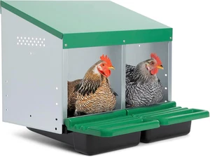 Stile classico 2 scomparti, avvolgibile in avanti e avvolgibile, nido per galline e polli - Foto 1 di 9