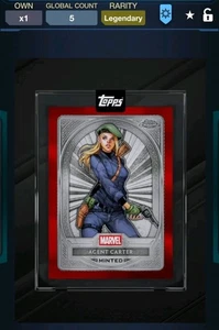 Topps Marvel Collect Legendary Mint Marvel Red Chrome Agent Carter 5cc *Digital* - Picture 1 of 2