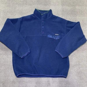 Pullover Vintage Patagonia Synchilla Para Hombres Azul Grande Botón a Presión Hecho en EE. UU. #702 - Imagen 1 de 12