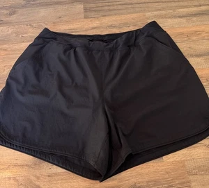 Lands End Swim Shorts Black Sz 22W Pockets Stretch 5” Inseam Quick Dry - Picture 1 of 11