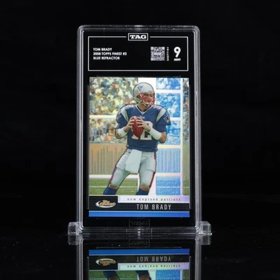 2008 Topps Finest Blue Refractor #2 Tom Brady TAG 9 - Image 1 of 3