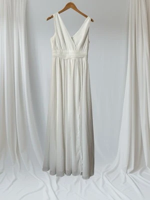 Lulus NWT White Wedding Dress Surplice Chiffon  Medium Fully lined Maxi - Image 1 of 4