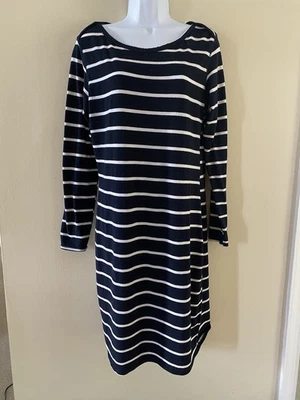 Vintage Loveappella Knit Navy Blue & White Fitted Midi Dress Size XL Extra Large - Image 1 of 4