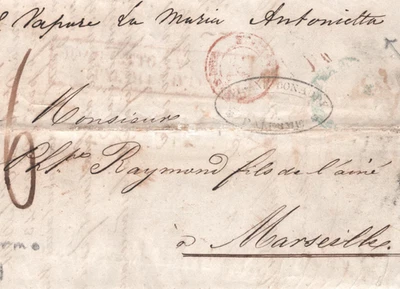 SICILY Cover 1849 Palermo LETTER Per SHIP *Marie Antoinette* Italy-France XG100 - Image 1 of 4