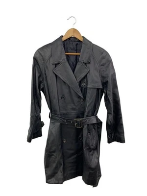Lautreamont Made In Italy/Leather Trench Coat/M/Sheep Leather/Blk/Plain/3104-649 - Image 1 of 4