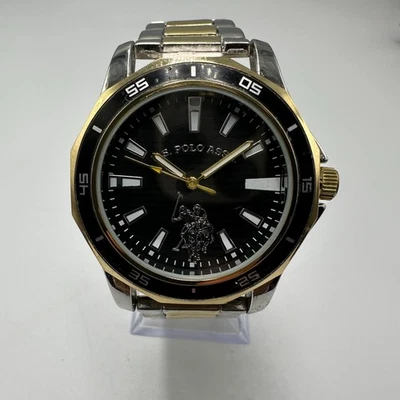 US Polo Assn Watch Men Two Tone Black Dial 44MM New Battery 8.25 Inch - Image 1 of 4