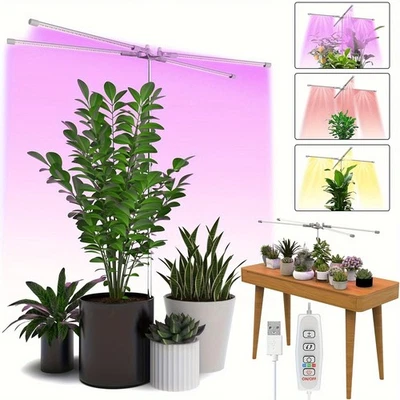 Full Spectrum 4-Head 96 LED Plant Grow Light Height Adjustable Dimmable w/ Timer - Image 1 of 4
