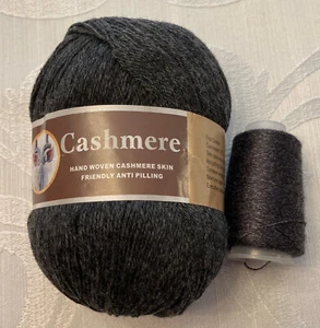 Cashmere 70% 30% Polyester Yarn Charcoal Gray 5 Skein 5 Thread Spools Super Fine - Picture 1 of 9