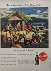 1944 Vintage Coca-Cola print ad. WW2 Soldiers, Panama - Picture 1 of 1