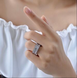 18k White Gold Plated Eternity Band Ring made w Swarovski Crystal Anniversary