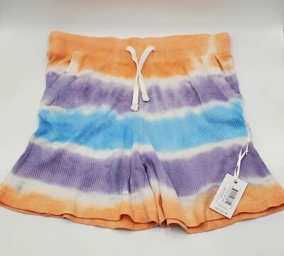 Simply Southern Shorts Womens Large L Orange Purple Blue Tie Dye Waffle Knit New - Image 1 of 4