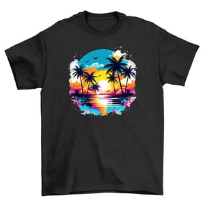 Camiseta "Summer_57 Sunset Vibes" - Divertido diseño de palmeras y atardeceres - 100% algodón - Imagen 1 de 46