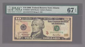 COLLECTORS ITEM #10 - NEAR SOLID SERIAL 67777777 - FR#2040-F IFB - evTT3 - Picture 1 of 2