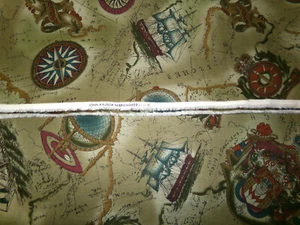 John Kaldor Fabric. Nautical pattern. Approx. 32 x 44. Washed (?). M25-592 - Picture 1 of 13
