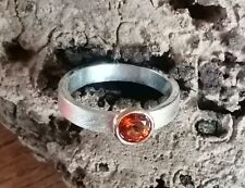 Unikat Ring schlicht Silber 925 Gold 750 Granat Mandaringranat matt  60