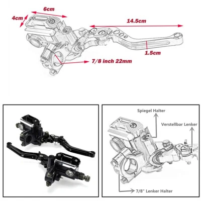 7/8'' Motorcycle Front Brake Master Cylinder Clutch w/Levers Fluid Reservoir 2x - Image 1 of 4