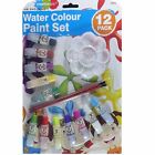 12 PACK ASSORTED WATER COLOUR PAINT SET WITH BRUSHES BRUSH FOR KIDS OVER 3 YEARS