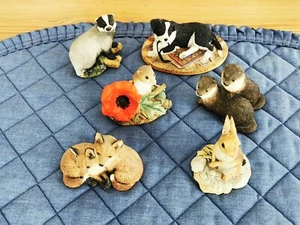 Border Fine Arts - Set of 6 Animal Pieces 1999 Hare Fox Badger Mouse Collie - Picture 1 of 12