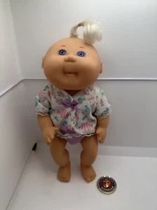 Cabbage Patch Kid Baby Doll Mattel 1995 First Edition CPK Blue Eyes Blonde Tuft - Picture 1 of 4