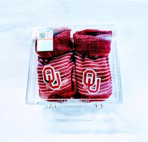 NCAA Oklahoma University OU Sooners Infant Bootie Socks Age 0-3 Months - Picture 1 of 2