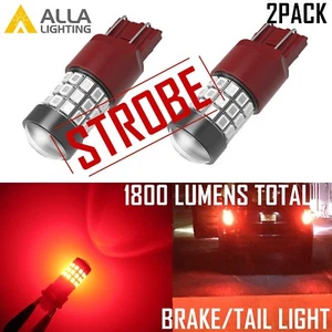 Alla Lighting 7443 LED Strobe Flashing Blinking Brake Tail Light,Parking Bulb,2x - Picture 1 of 9