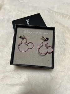 New Disney x Baublebar Mickey Mouse Outline Hoop Pink Tone  Earrings - Picture 1 of 1