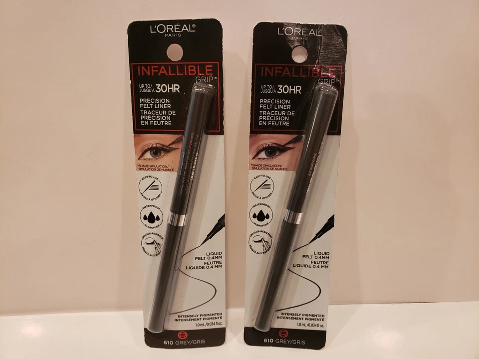 L'Oreal~Lot of 2~Infallible Grip WP Liquid Eyeliner~#610 Grey/Gris~.03oz~NIP - Image 1 of 1