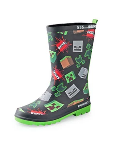 Minecraft Black Character Icon Wellington Boots without Handles Boys - Picture 1 of 9
