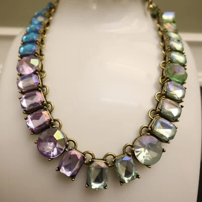 Logo Links项链Lori Goldstein网球绿色蓝色紫色水晶签名 — 第 1/4 张图片