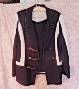 VTG. Black & White Cache' Designer Skirt Suit ~ sz 10 ~EXCELLENT~ FREE SHIP~ - Picture 1 of 9