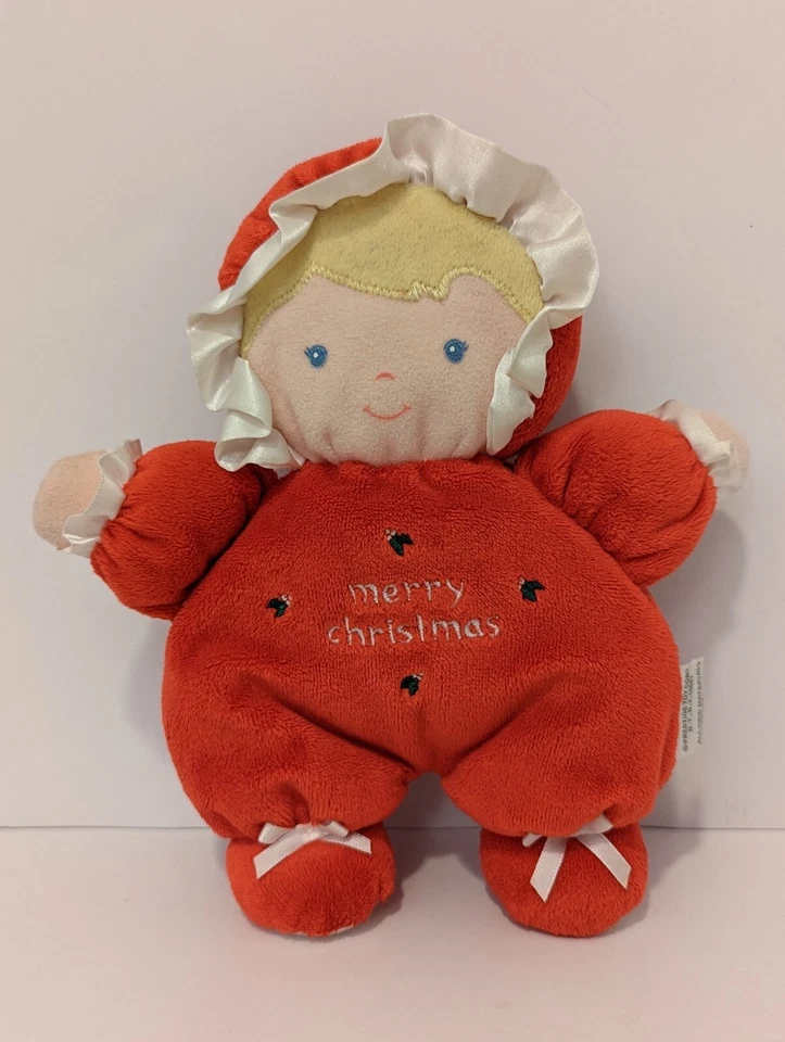 Muñeco de peluche Prestige Baby Feliz Navidad cabello rubio ojos azules rojo Jammies  Foto 1 de 4