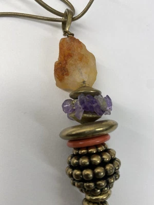 "Collar Chico's crema/oro/cristal amatista latón vintage 16""" Foto 1 de 4