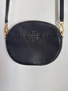 Tory Burch McGraw Black Round Crossbody With Gold Hardware - Picture 1 of 18