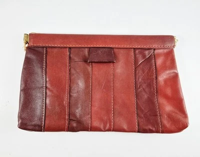 Bolsa de mão vintage de couro vermelha feita em Hong Kong - Imagem 1 de 4