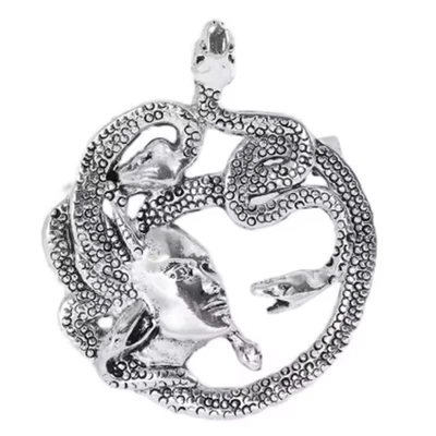 万圣节银色美杜莎蛇头发胸针哥特式恐怖服装珠宝首饰礼物 — 第 1/4 张图片