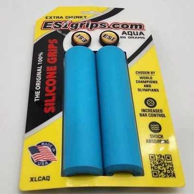 Empuñaduras de bicicleta de silicona extra gruesas ESI Aqua PAQUETE ABIERTO Foto 1 de 2