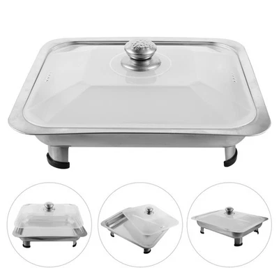  Buffet Server Tray with Lid Vassoio Piatti Di Servizio in Acciaio Inossidabile - Immagine 1 di 4