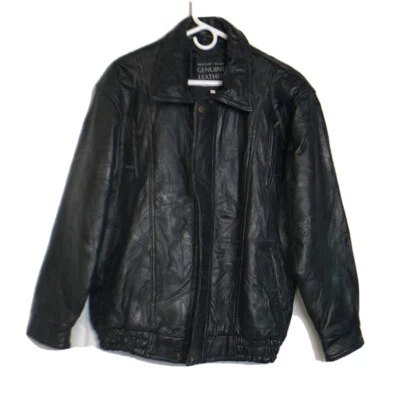 Chaqueta para hombre de cuero de cordero de grano superior genuino con diseño de mosaico italiano marca Maxam Foto 1 de 4