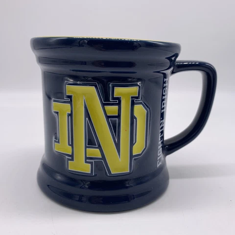Notre Dame Fighting Irish Navy Blue Yellow 3d Embossed 14oz Coffee Mug Cover