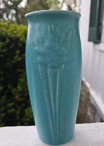 Rookwood Vase 2476, türkisblau melierte Glasur 8,25" Art Deco Linien 1929 - Bild 1 von 11