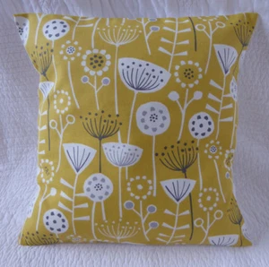 16 inch Cushion Cover Saffron Mustard Yellow Grey Cream Scandi Handmade New 40cm - Picture 1 of 6