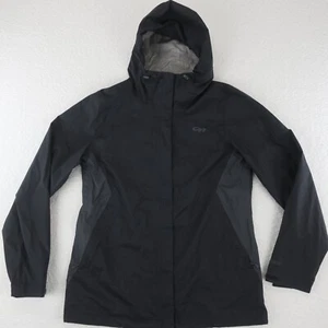 Outdoor Research Ventia Hooded Rain Coat Jacket Windbreaker Womens Large Black - Picture 1 of 16
